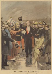 Präsident Faure von der Menge im Camp de Sathonay bejubelt